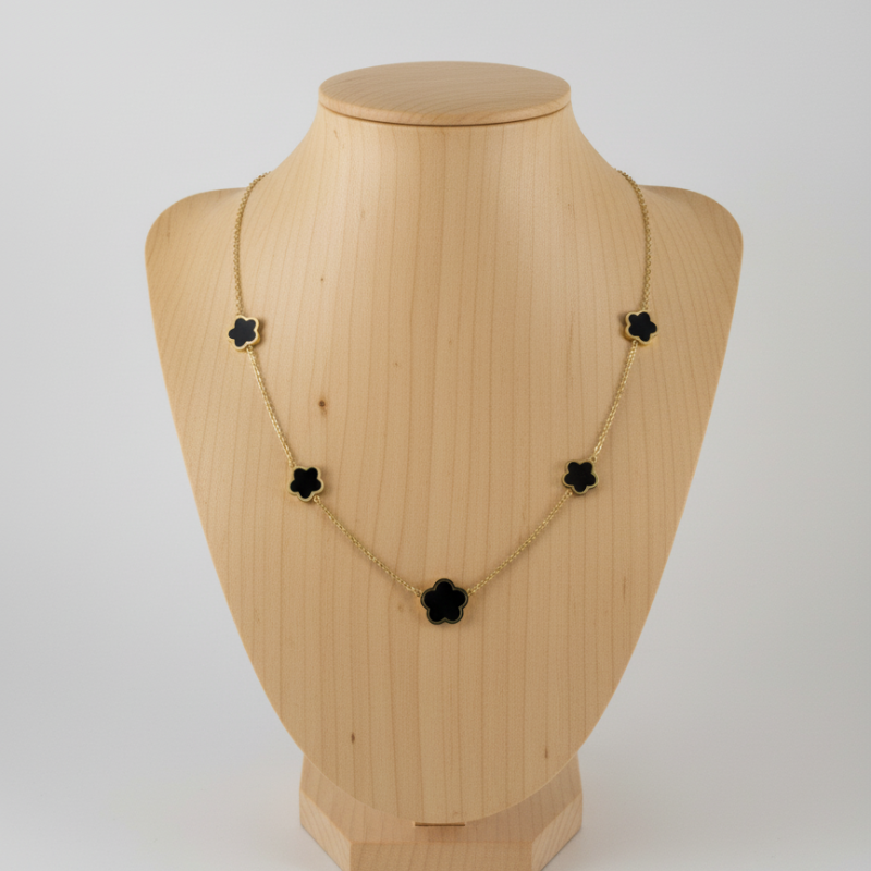 Collier Pendentif Fleurs en Acier Inoxydable