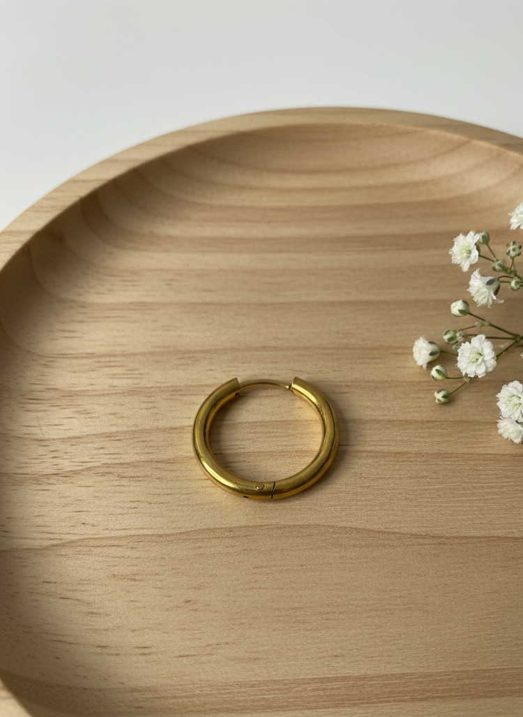 Boucles d'Oreilles Anneaux en acier inoxydable chirurgical, Personnalisables Argent ou Or