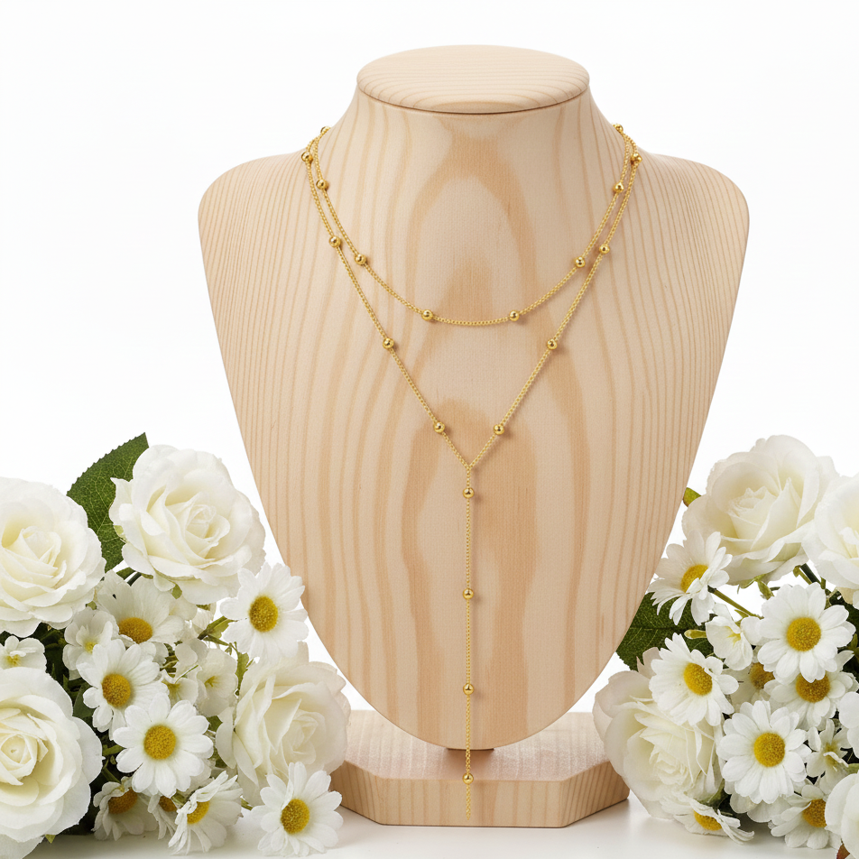 collier en forme Y doré Lumira