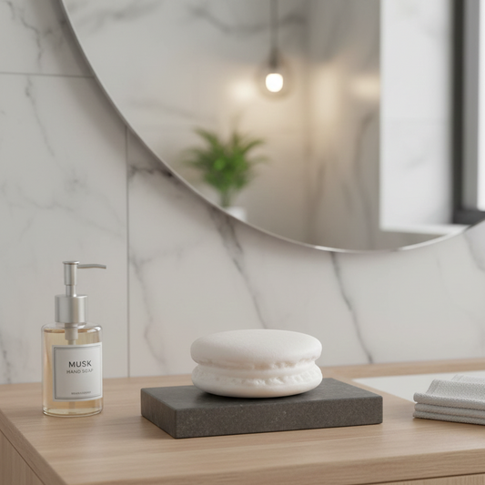 Macaron savon au lait d’ânesse bio 110 g Musc blanc