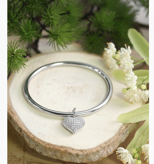 Jonc Cœur Scintillant argenté