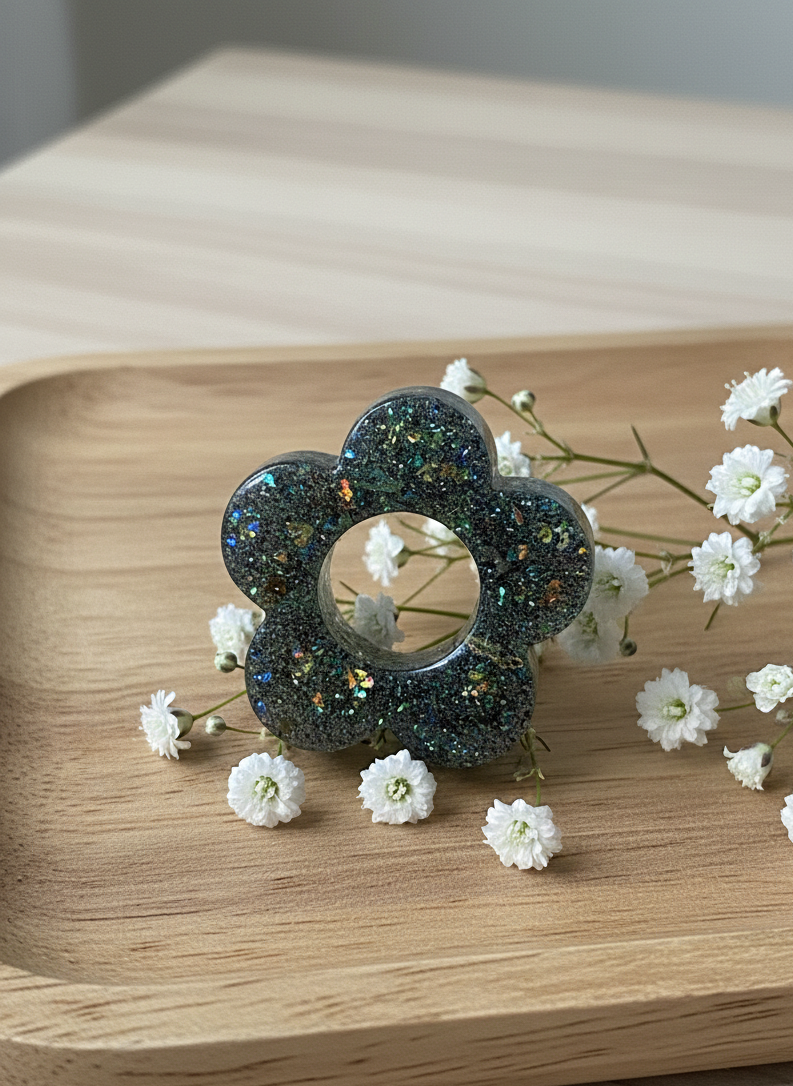 PAMPILLE : Boucles d'oreilles fleurs en résine