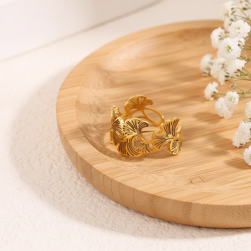 Bague doré Ginkgo