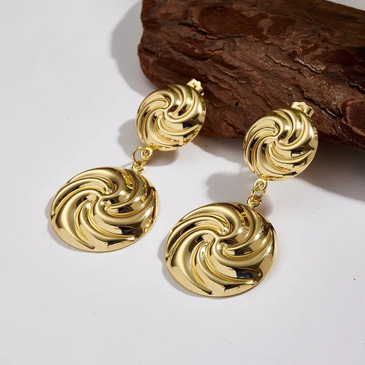 Boucles d'oreilles géométriques rondes - Acier inoxydable 201